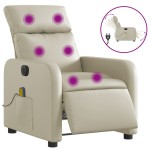 vidaXL Fotoliu electric de masaj rabatabil, crem, piele ecologică