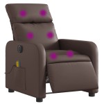 vidaXL Fotoliu electric de masaj rabatabil, maro, piele ecologică