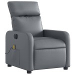 vidaXL Fotoliu de masaj electric rabatabil, gri, piele ecologică vidaXL Fotoliu de masaj electric rabatabil, gri, piele ecologică