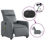vidaXL Fotoliu de masaj electric rabatabil, gri, piele ecologică vidaXL Fotoliu de masaj electric rabatabil, gri, piele ecologică