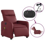 vidaXL Fotoliu de masaj electric rabatabil, roșu vin, piele ecologică vidaXL Fotoliu de masaj electric rabatabil, roșu vin, piele ecologică