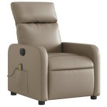 vidaXL Fotoliu electric masaj rabatabil, cappuccino, piele ecologică