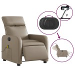 vidaXL Fotoliu electric masaj rabatabil, cappuccino, piele ecologică