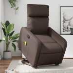 vidaXL Fotoliu de masaj rabatabil cu ridicare, maro, piele ecologică vidaXL Fotoliu de masaj rabatabil cu ridicare, maro, piele ecologică