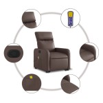 vidaXL Fotoliu de masaj rabatabil cu ridicare, maro, piele ecologică vidaXL Fotoliu de masaj rabatabil cu ridicare, maro, piele ecologică