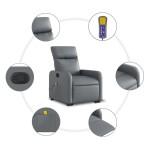 vidaXL Fotoliu rabatabil cu ridicare, gri, piele ecologică