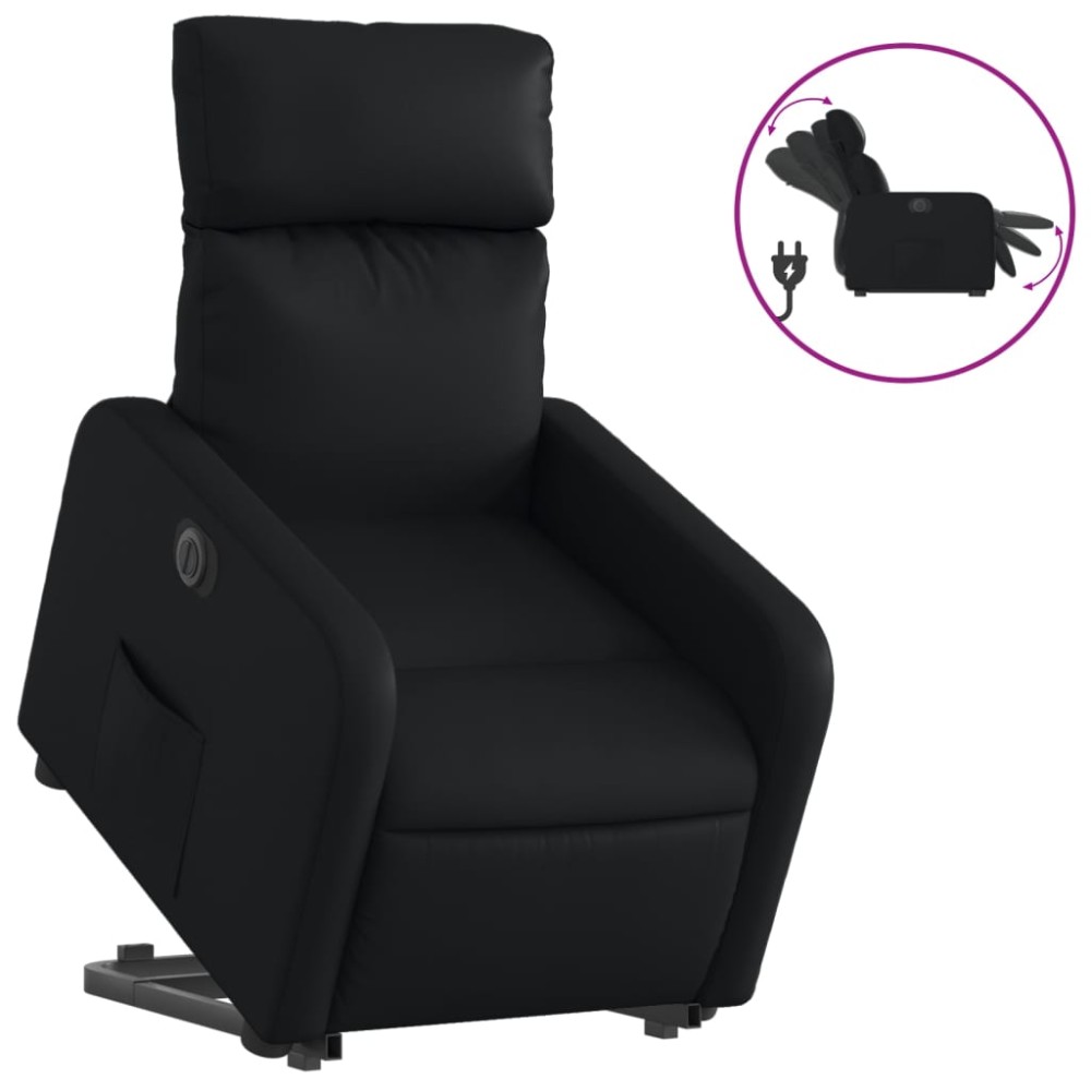 vidaXL Fotoliu rabatabil electric cu ridicare, negru, piele ecologică