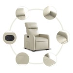 vidaXL Fotoliu rabatabil electric cu ridicare, crem, piele ecologică