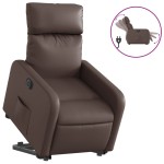 vidaXL Fotoliu rabatabil electric cu ridicare, maro, piele ecologică
