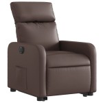 vidaXL Fotoliu rabatabil electric cu ridicare, maro, piele ecologică