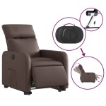 vidaXL Fotoliu rabatabil electric cu ridicare, maro, piele ecologică
