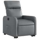 vidaXL Fotoliu rabatabil electric cu ridicare, gri, piele ecologică