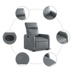 vidaXL Fotoliu rabatabil electric cu ridicare, gri, piele ecologică