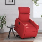 vidaXL Fotoliu rabatabil electric cu ridicare, roșu, piele ecologică