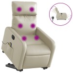 vidaXL Fotoliu electric masaj rabatabil cu ridicare, crem