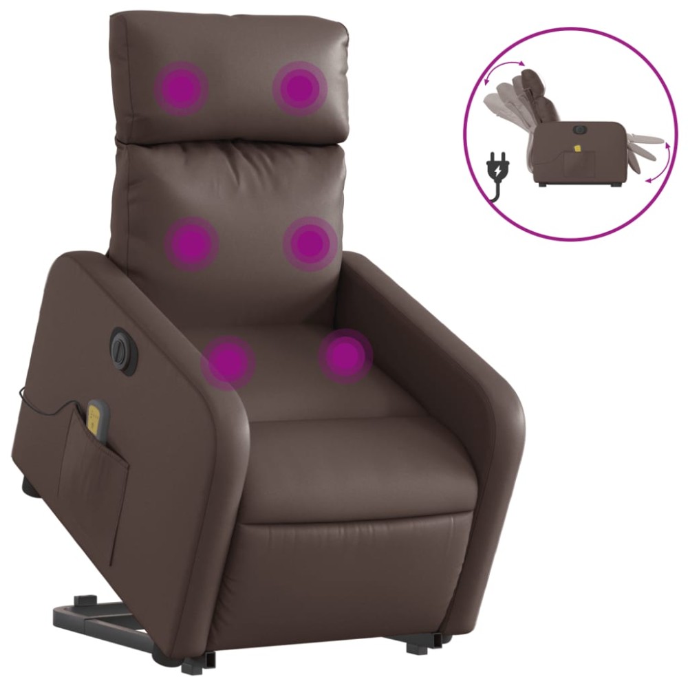 vidaXL Fotoliu electric masaj rabatabil cu ridicare, maro