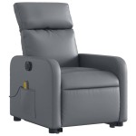 vidaXL Fotoliu masaj rabatabil electric cu ridicare, gri, piele eco