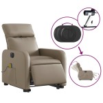 vidaXL Fotoliu electric masaj rabatabil cu ridicare, cappuccino vidaXL Fotoliu electric masaj rabatabil cu ridicare, cappuccino