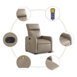 vidaXL Fotoliu electric masaj rabatabil cu ridicare, cappuccino vidaXL Fotoliu electric masaj rabatabil cu ridicare, cappuccino