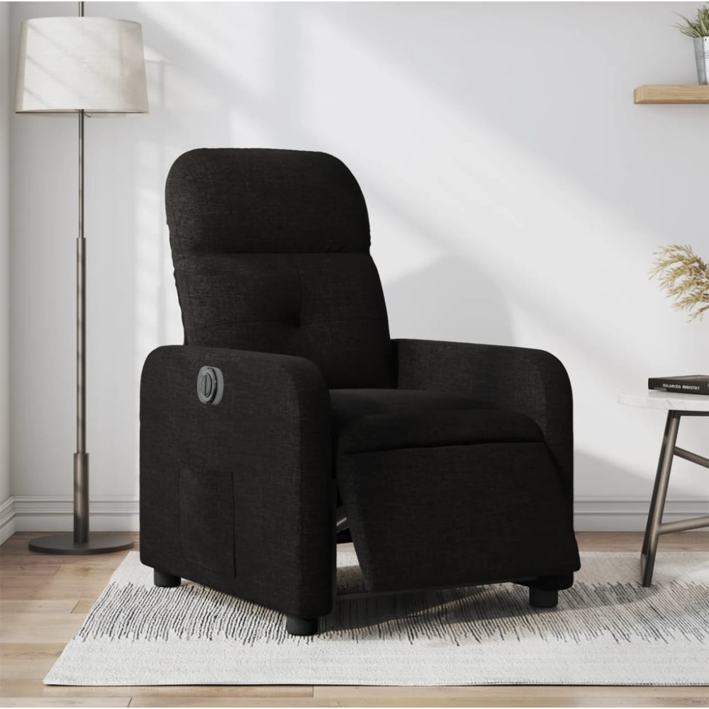 vidaXL Fotoliu rabatabil electric, negru, material textil