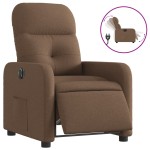 vidaXL Fotoliu rabatabil electric, maro, material textil