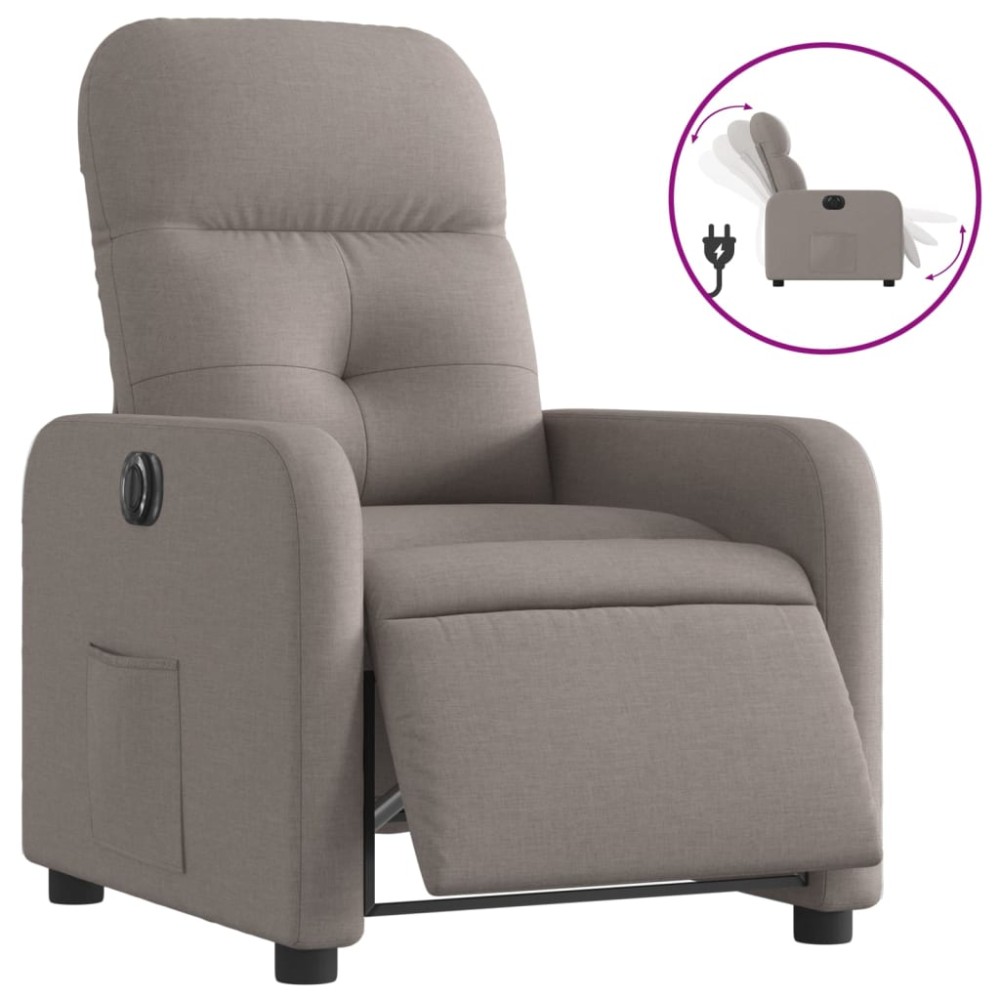 vidaXL Fotoliu rabatabil electric, gri taupe, material textil