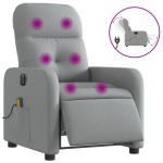 vidaXL Fotoliu electric de masaj rabatabil, gri deschis, microfibră