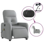 vidaXL Fotoliu electric de masaj rabatabil, gri deschis, microfibră