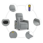 vidaXL Fotoliu electric de masaj rabatabil, gri deschis, microfibră