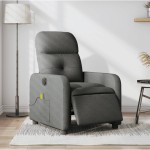vidaXL Fotoliu electric de masaj rabatabil, gri închis, textil
