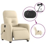 vidaXL Fotoliu electric de masaj rabatabil, crem, textil