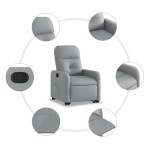 vidaXL Fotoliu rabatabil cu ridicare, gri deschis, material textil
