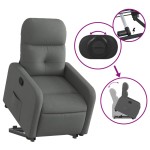 vidaXL Fotoliu rabatabil cu ridicare pe verticală, gri închis, textil vidaXL Fotoliu rabatabil cu ridicare pe verticală, gri închis, textil