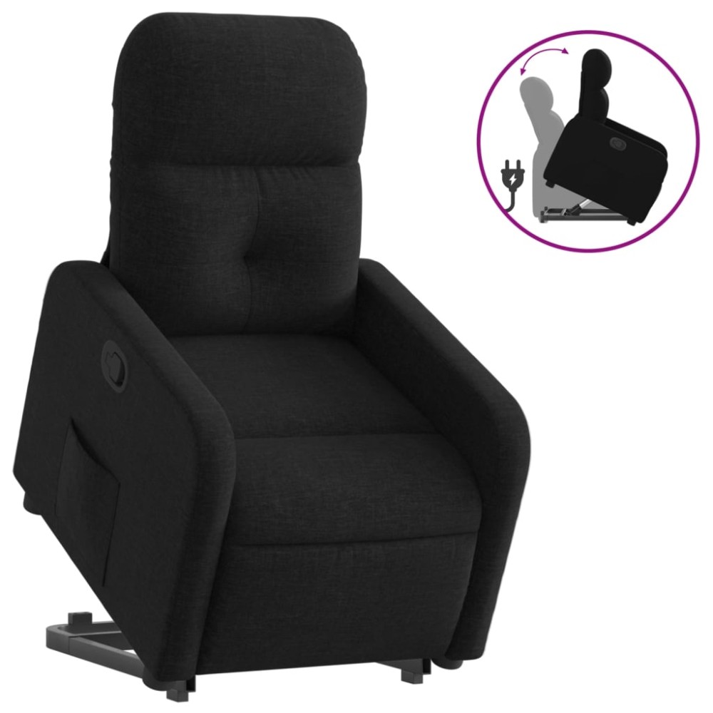 vidaXL Fotoliu rabatabil cu ridicare pe verticală, negru, textil