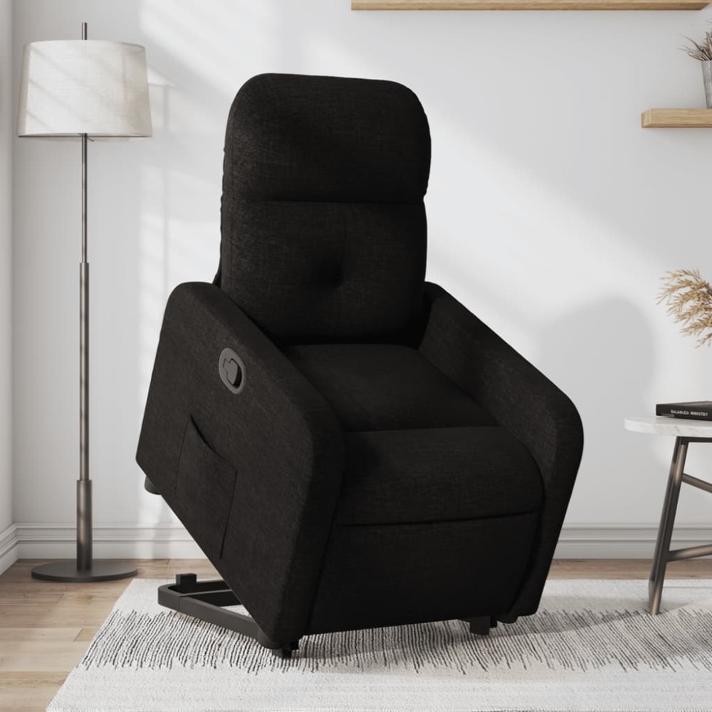 vidaXL Fotoliu rabatabil cu ridicare pe verticală, negru, textil