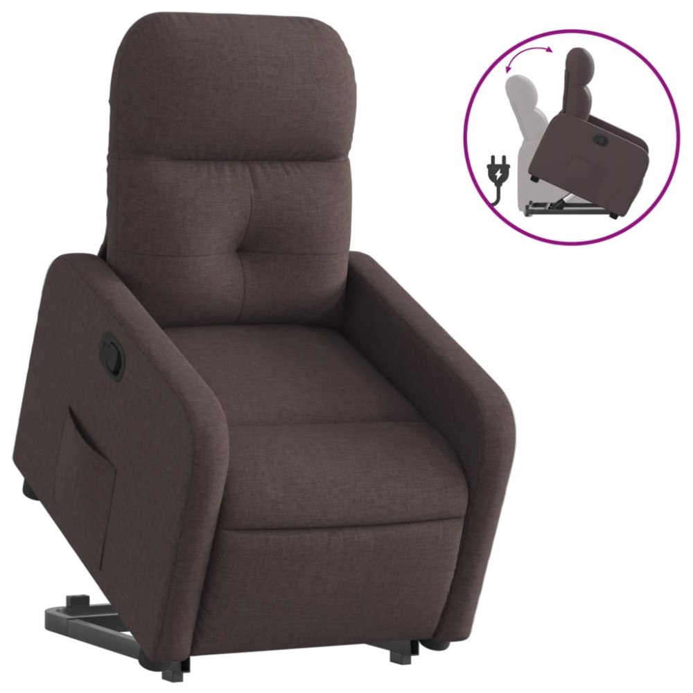 vidaXL Fotoliu rabatabil cu ridicare pe verticală, maro închis, textil