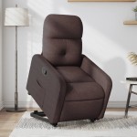 vidaXL Fotoliu rabatabil cu ridicare pe verticală, maro închis, textil