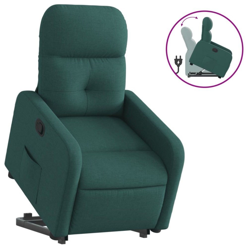 vidaXL Fotoliu rabatabil ridicare pe verticală, verde închis, textil
