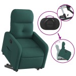 vidaXL Fotoliu rabatabil ridicare pe verticală, verde închis, textil vidaXL Fotoliu rabatabil ridicare pe verticală, verde închis, textil
