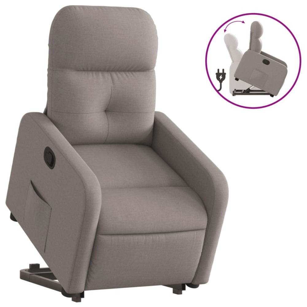 vidaXL Fotoliu rabatabil cu ridicare pe verticală, gri taupe, textil