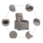vidaXL Fotoliu rabatabil cu ridicare pe verticală, gri taupe, textil vidaXL Fotoliu rabatabil cu ridicare pe verticală, gri taupe, textil