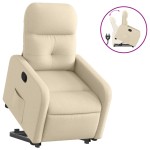 vidaXL Fotoliu rabatabil cu ridicare pe verticală, crem, textil