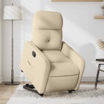 vidaXL Fotoliu rabatabil cu ridicare pe verticală, crem, textil