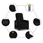 vidaXL Fotoliu rabatabil de masaj, cu ridicare, negru, material textil