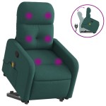 vidaXL Fotoliu rabatabil de masaj, cu ridicare, verde închis, textil