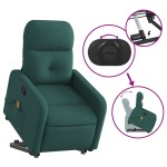 vidaXL Fotoliu rabatabil de masaj, cu ridicare, verde închis, textil