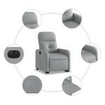 vidaXL Fotoliu electric rabatabil cu ridicare, gri deschis, textil