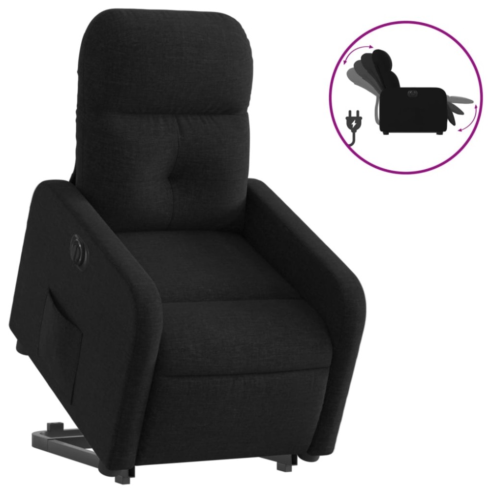 vidaXL Fotoliu electric rabatabil cu ridicare, negru, textil