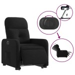 vidaXL Fotoliu electric rabatabil cu ridicare, negru, textil