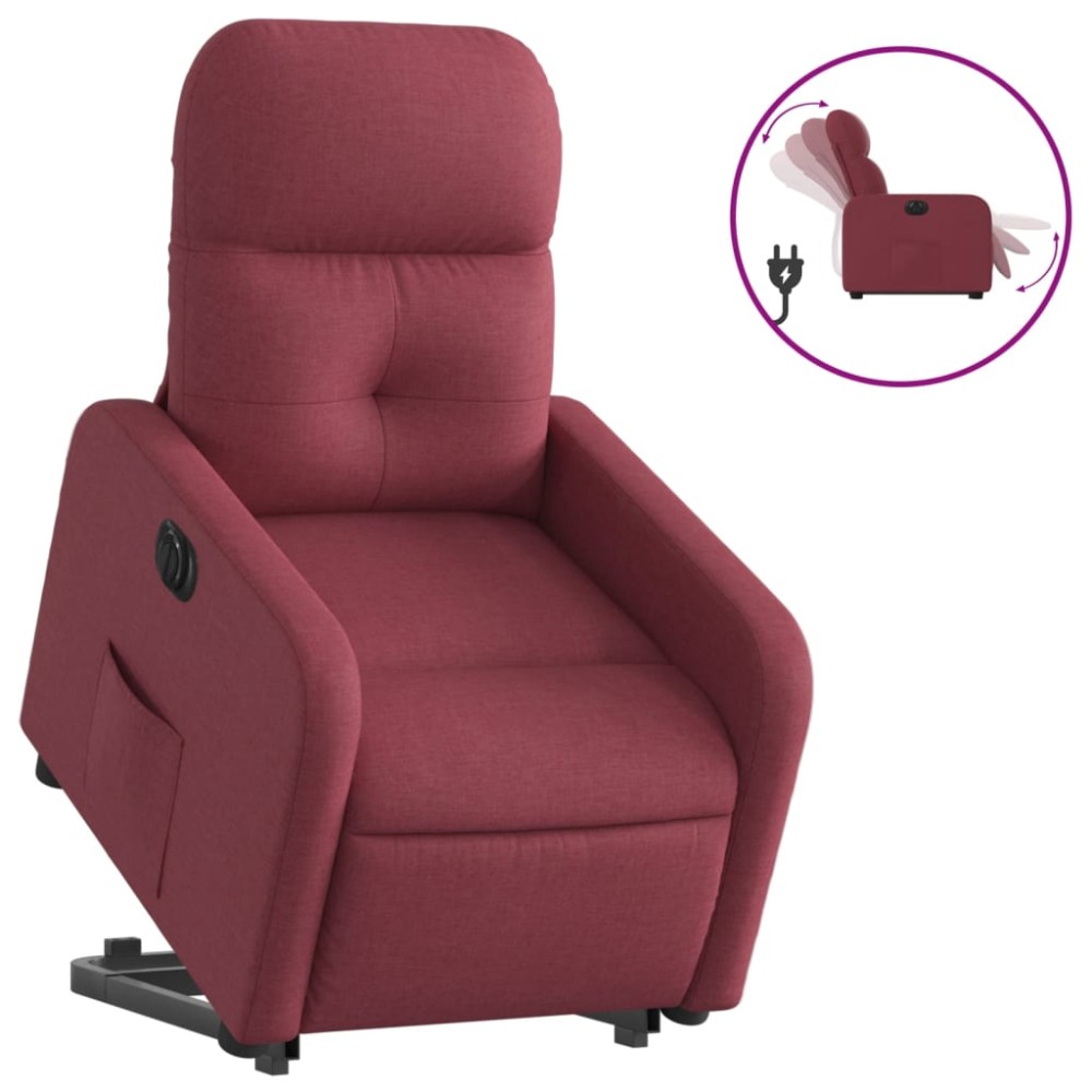 vidaXL Fotoliu electric rabatabil cu ridicare, roșu vin, textil